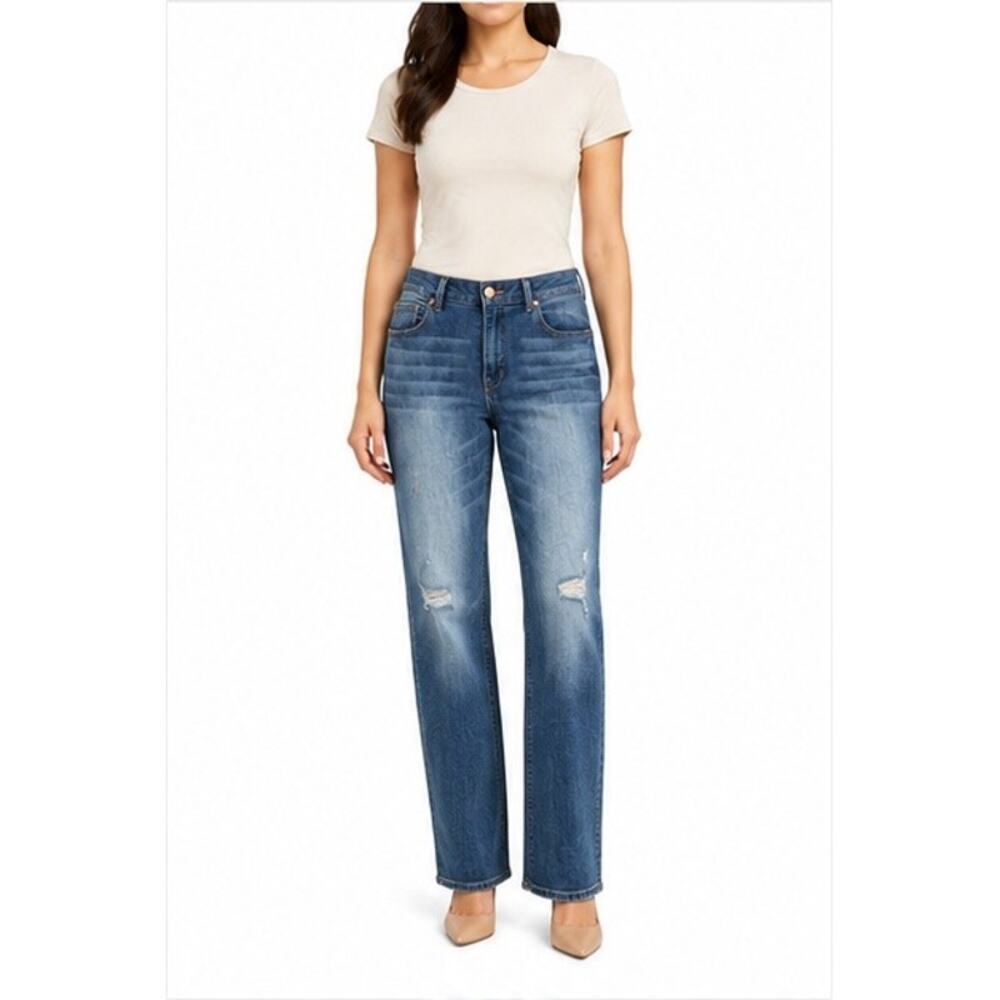 1822 Denim Women's Size 12 29 Long Distressed Blue Jeans Skinny Straight Leg